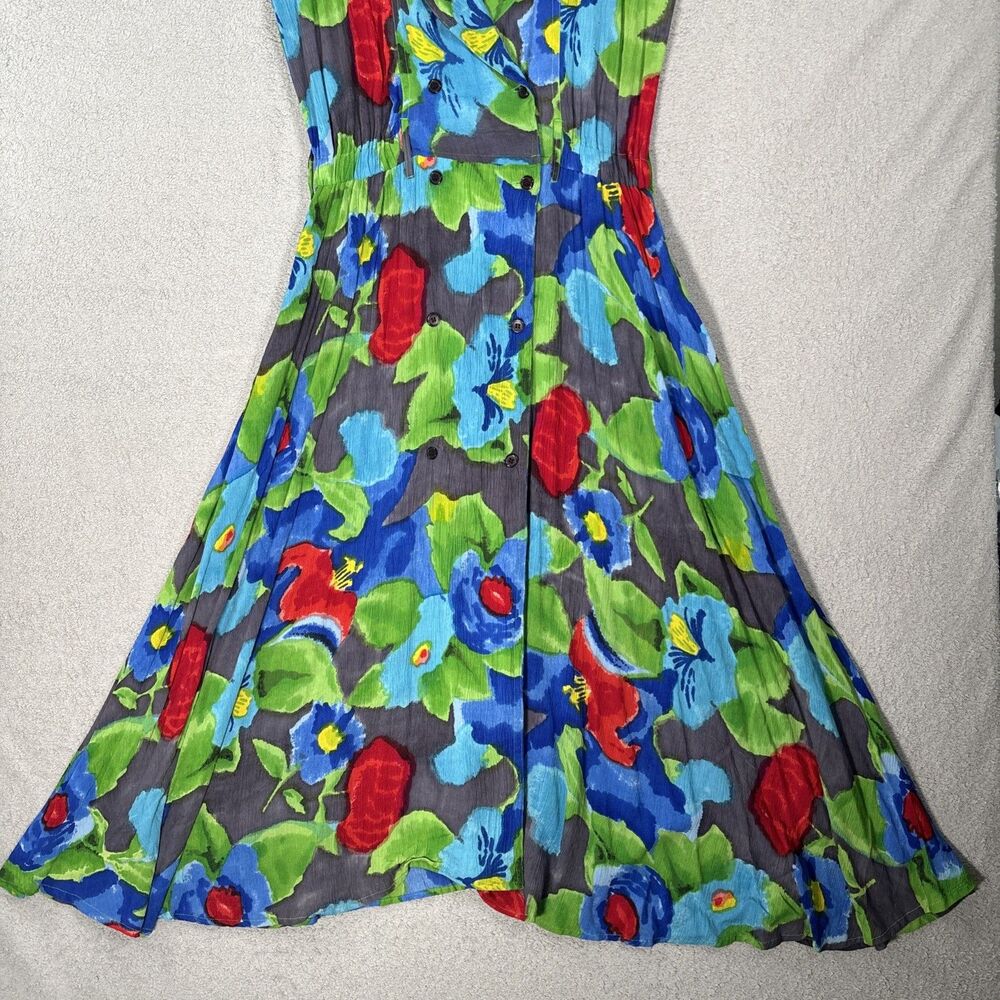 Vintage Together Maxi Dress Size 10 Double Breasted 50s Inspired Day Dress Artsy - Picture 5 of 15